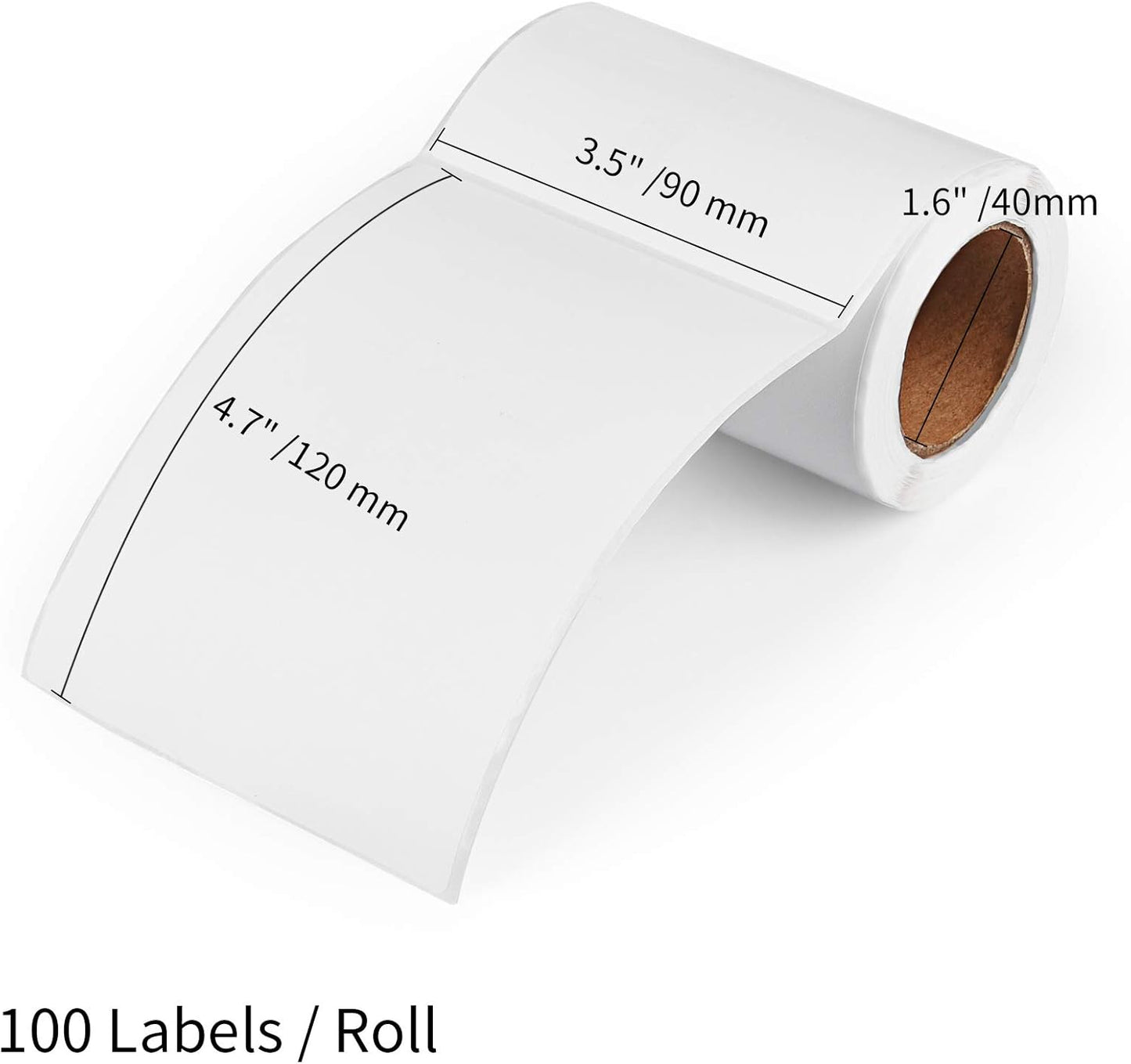 100 Large Self Adhesive Address Labels on a Roll, 90 x 120mm White