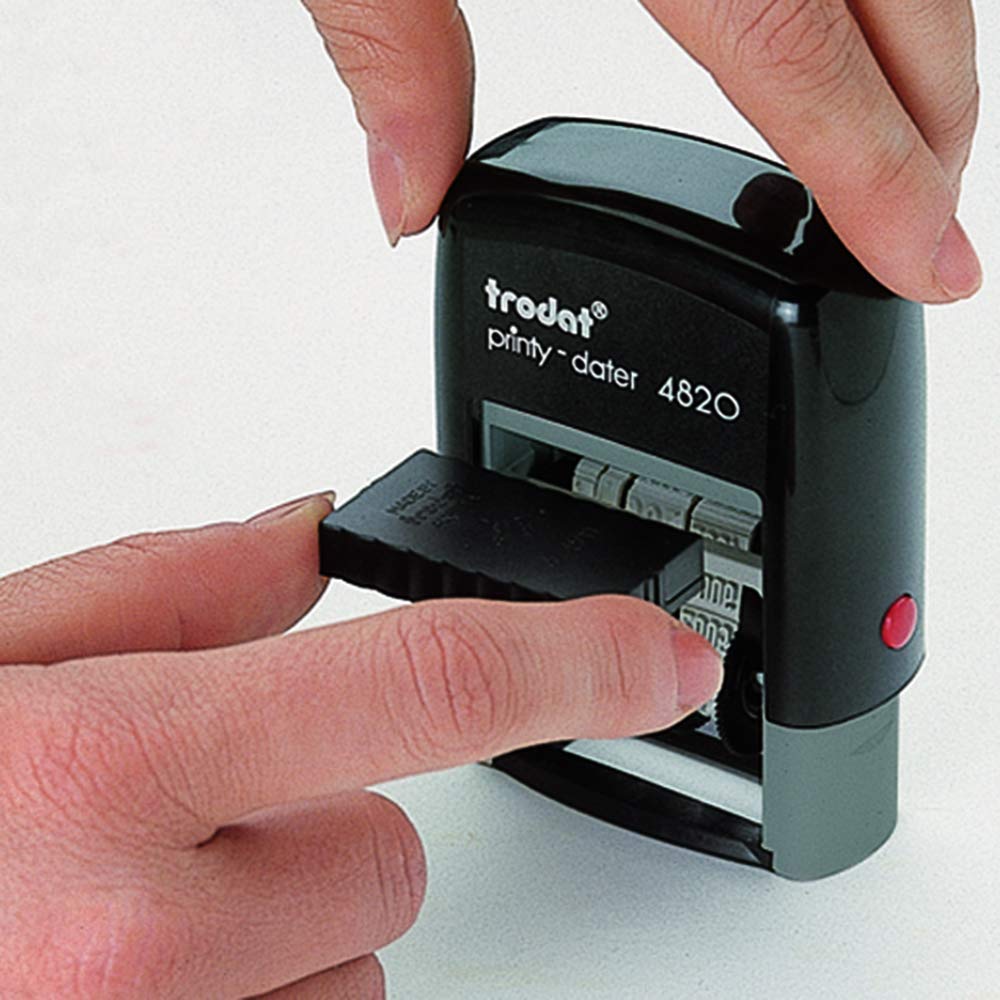 Trodat Date Stamp Printy 4820 Self-Inking, Black Imprint, 4mm Characters
