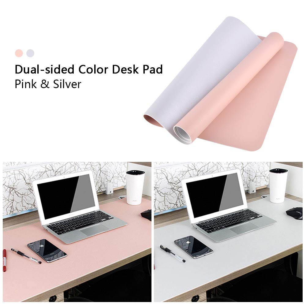 PU Leather Desk Pad - Dual Use Waterproof Extended Mouse Pad (Pink)-CentralDepot247