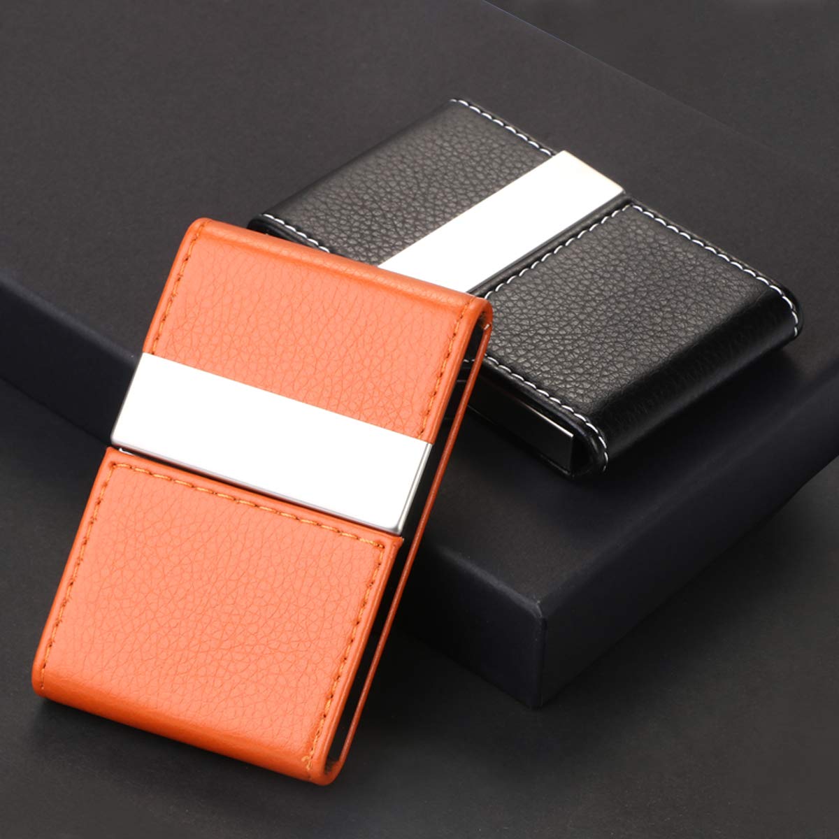 PU Leather Business Card Holder with Magnetic Buckle-CentralDepot247