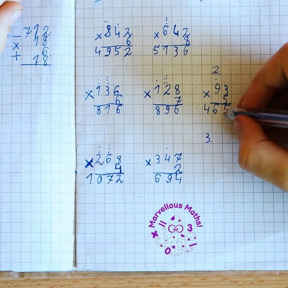 Teacher Stamp - Marvellous Maths Reward Stamp, Violet Ink, 23x23 mm