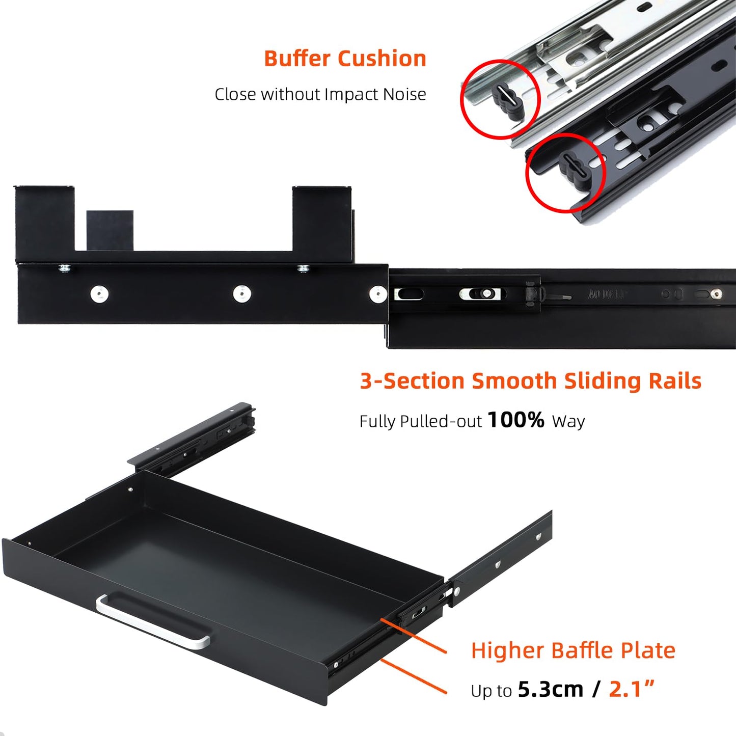 Under Desk Drawer Organizer with 4 Plastic Dividers - 54cm-CentralDepot247