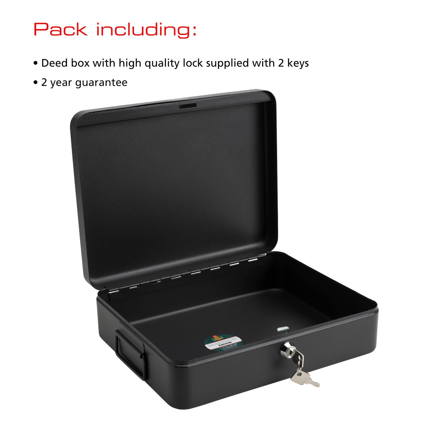 Sterling DB02 Deed Box, Black, 14.5" - Secure Document Storage
