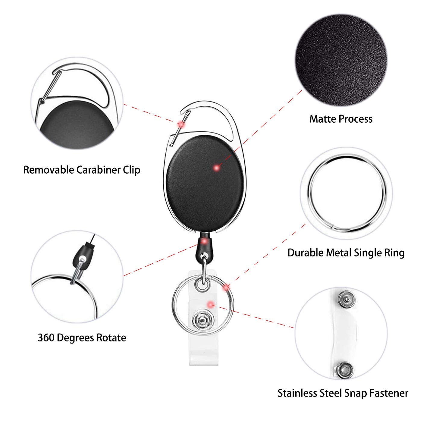 Retractable Lanyard with Card Holder - 4 Piece Set, Black A01