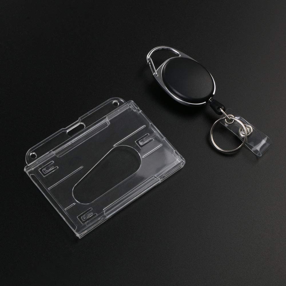 Vicloon 2PCS Retractable Two-Sided ID Card Holder Set