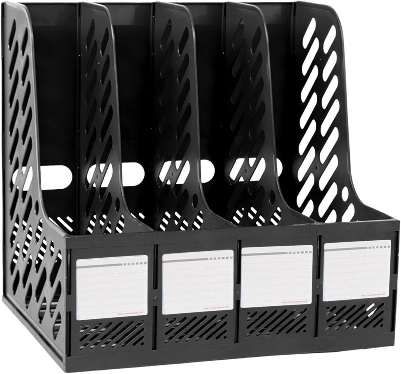 Sturdy A4 Plastic Magazine File Holder - 4 Sections Desktop Organizer-CentralDepot247