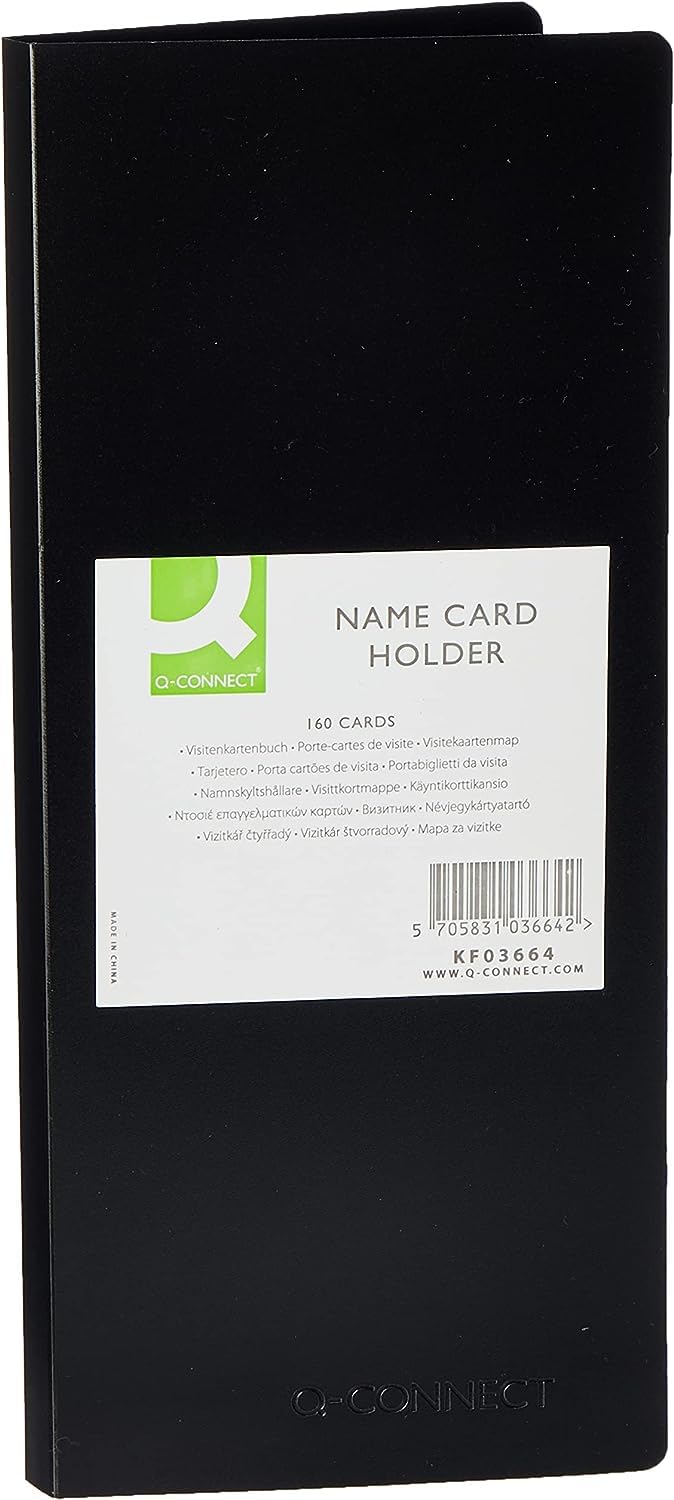 Q-Connect Polypropylene Business Card Holder - 160 Cards, Black