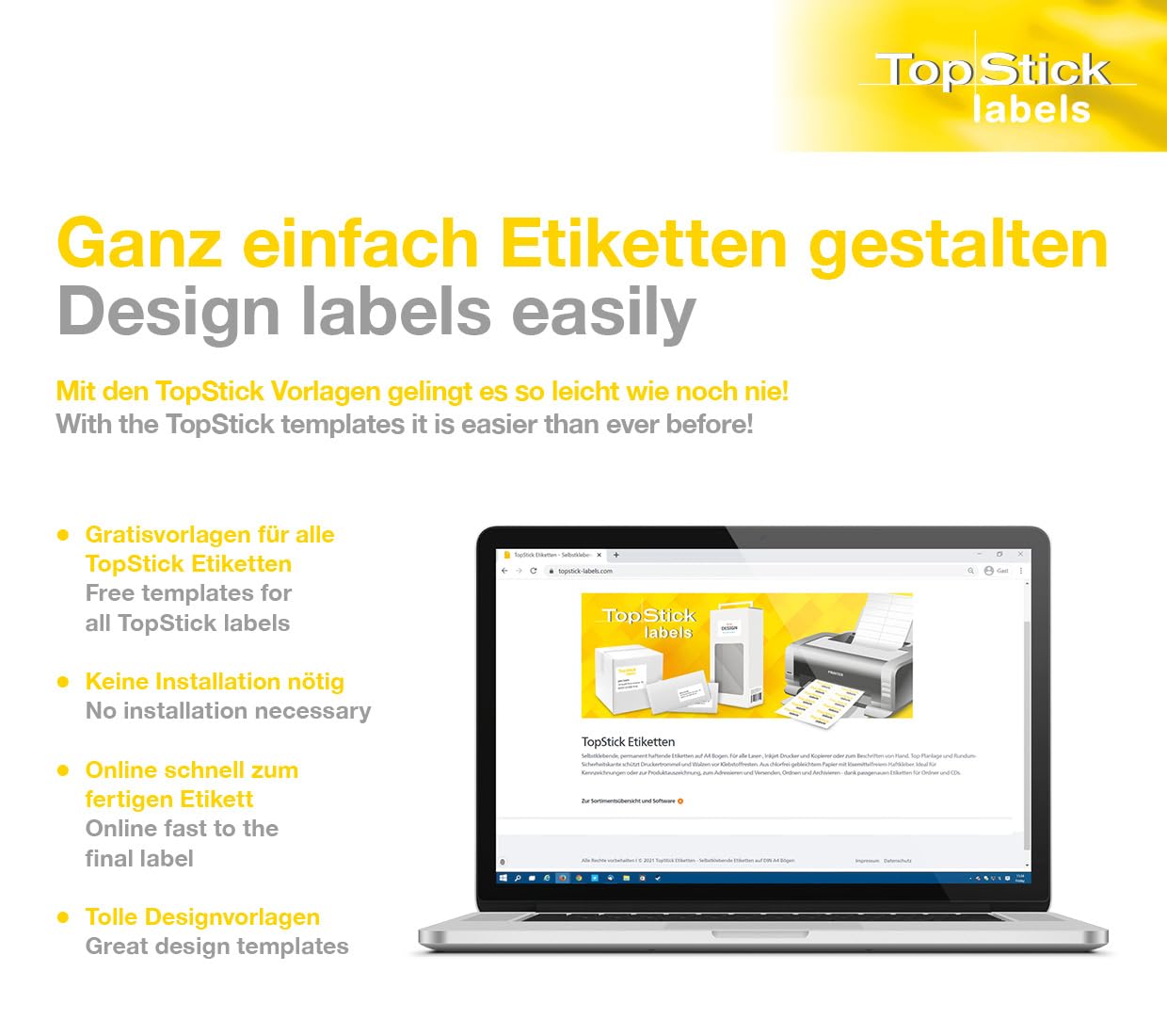 TopStick Self Adhesive Address Labels - 2100 Blank Labels