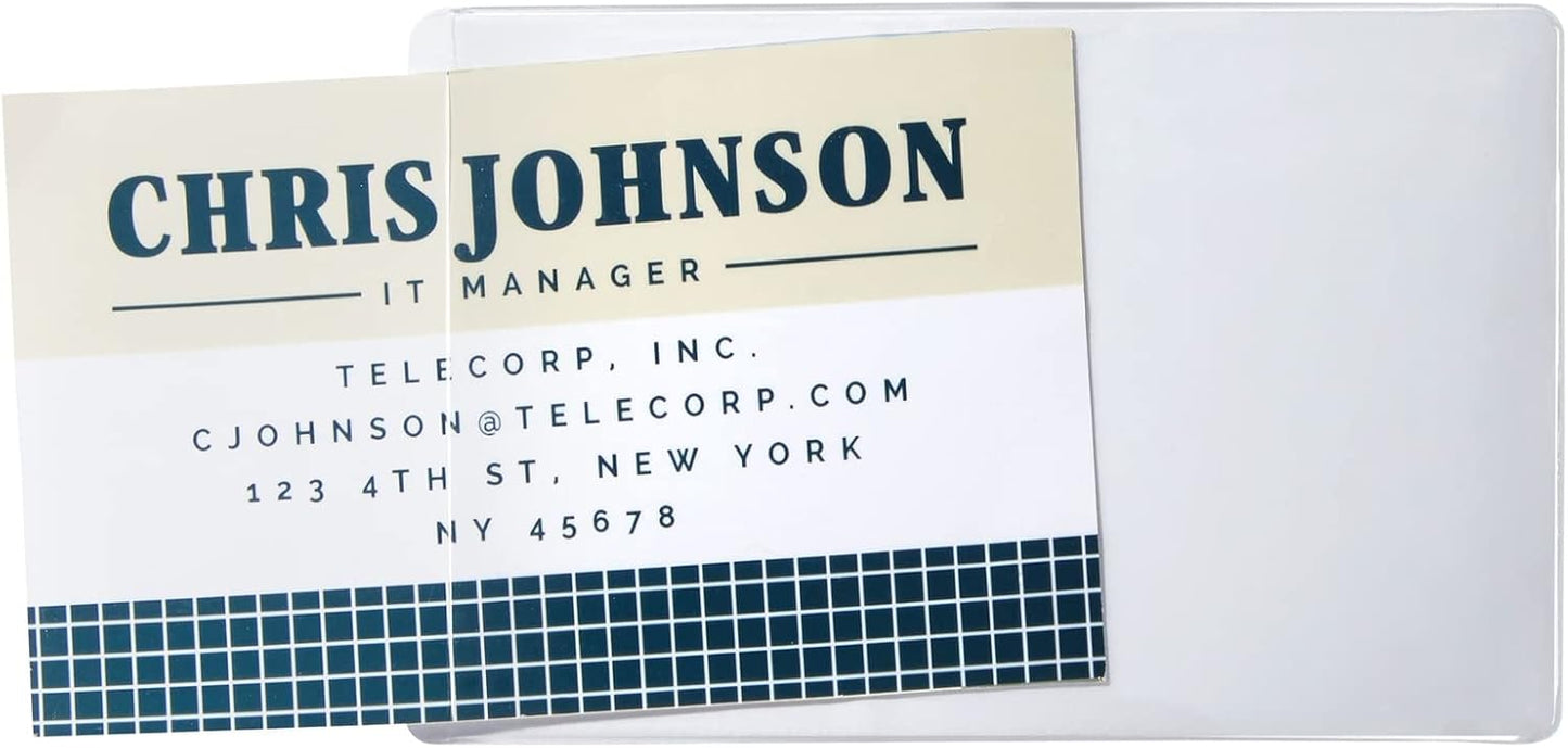 100-Pack Clear Business Card Pockets - Self-Adhesive Holders