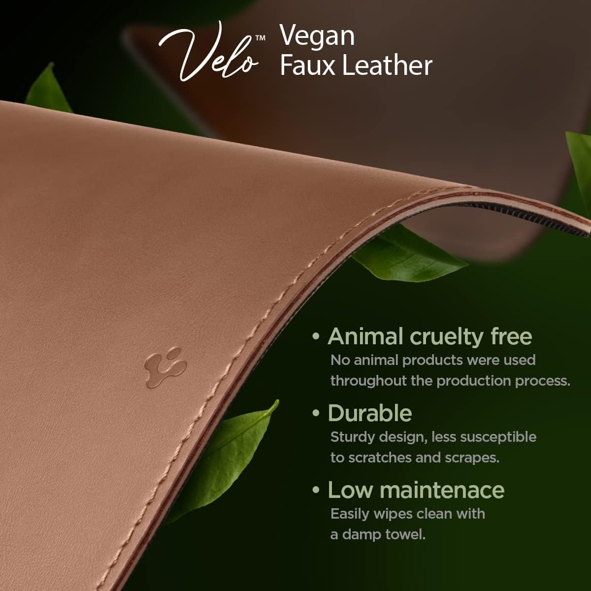 Velo Vegan PU Leather Desk Pad with Non-Slip Rubber Mat - Brown-CentralDepot247