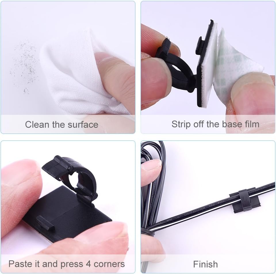 Self Adhesive Cable Clips - 60 Pieces for Effective Cable Management-CentralDepot247