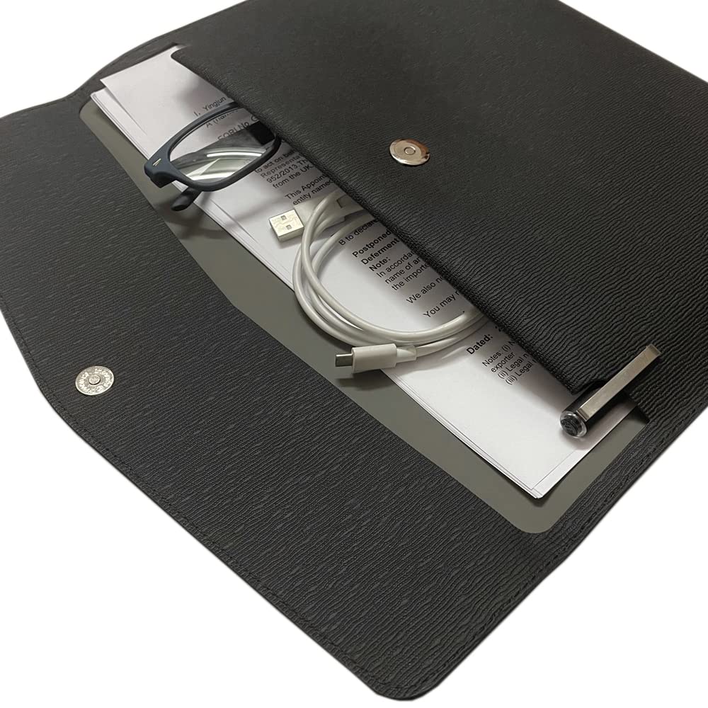 PU Leather A4 File Folder Waterproof Portfolio Envelope Case 13x9.5 inch
