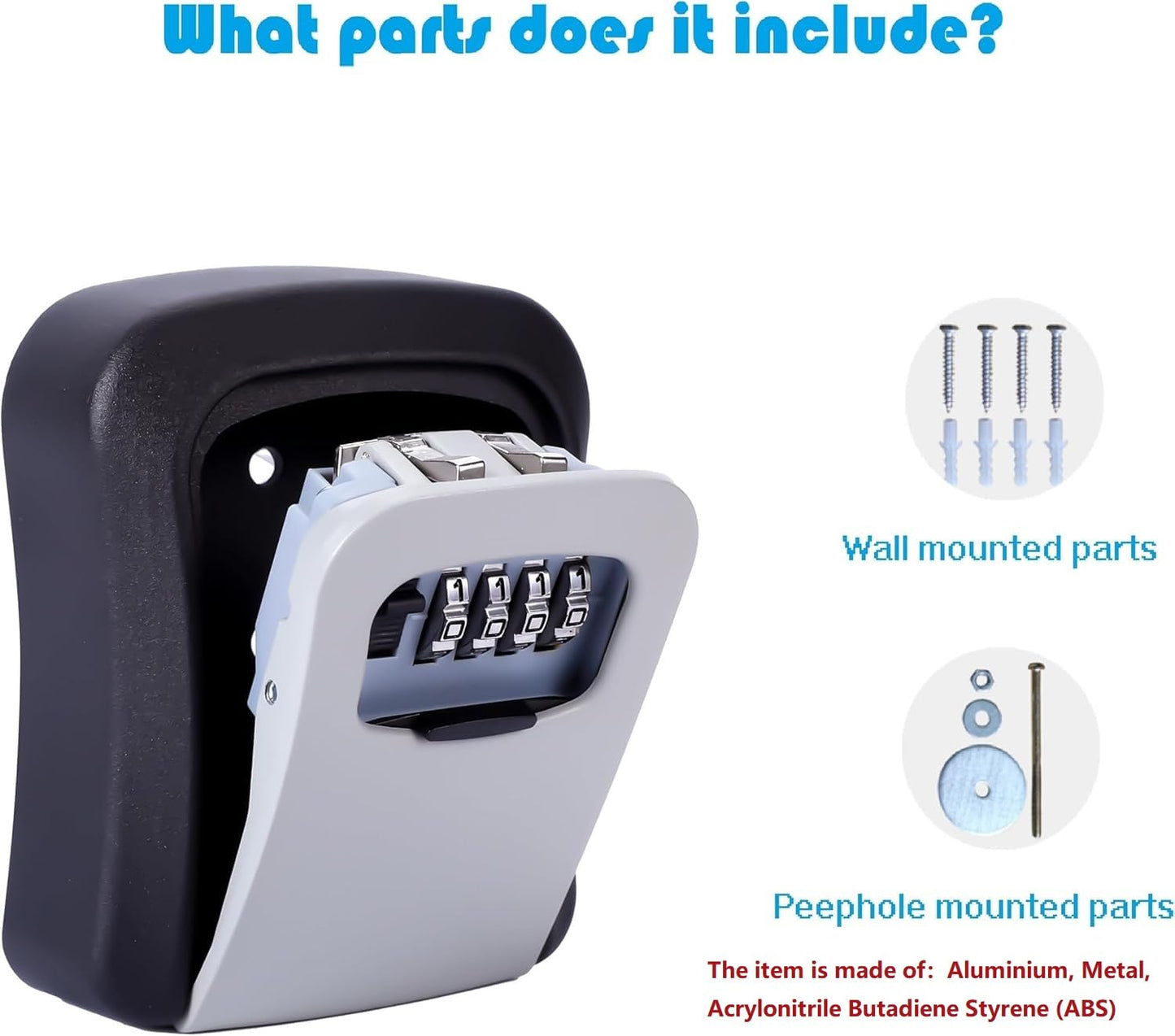 LauCentral 4-Digit Combination Key Safe - Wall Mounted, Weatherproof