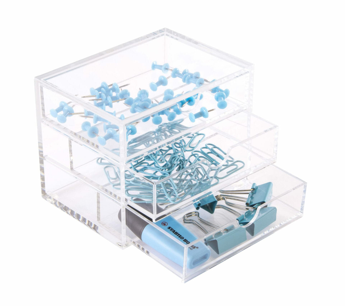 Very Small Clear Acrylic 3 Drawer Chest for Jewelry & Stationery-CentralDepot247
