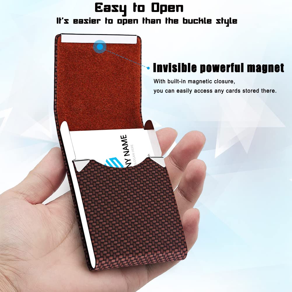 Professional PU Leather & Stainless Steel Business Card Holder - Coffee-CentralDepot247