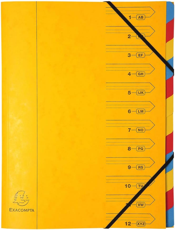 Stapled Spine Multipart File - 245 x 320mm, 12 Tabbed Sections, Pack of 8-CentralDepot247