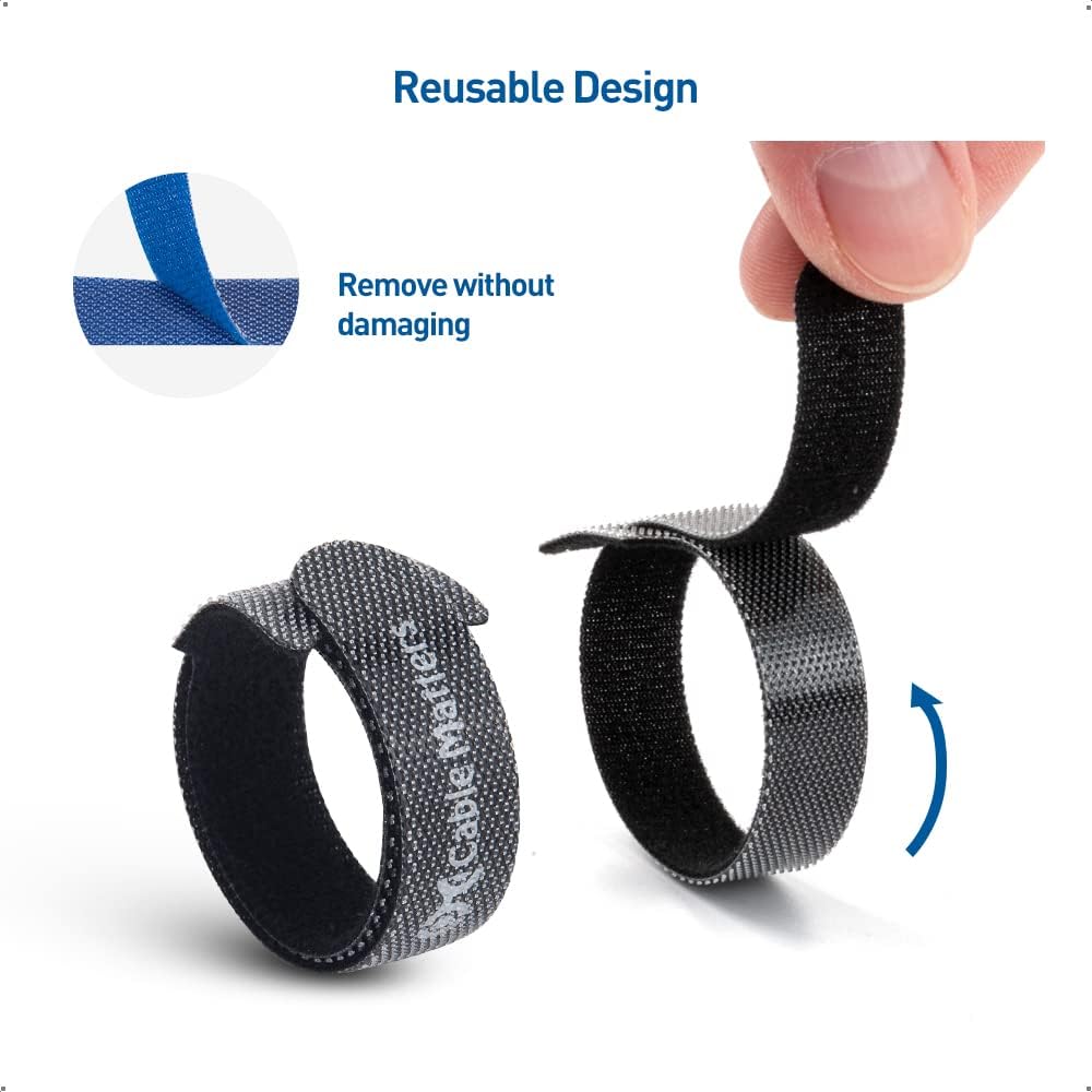 100-Pack Reusable Cable Ties - Multi-Color Hook and Loop Straps-CentralDepot247