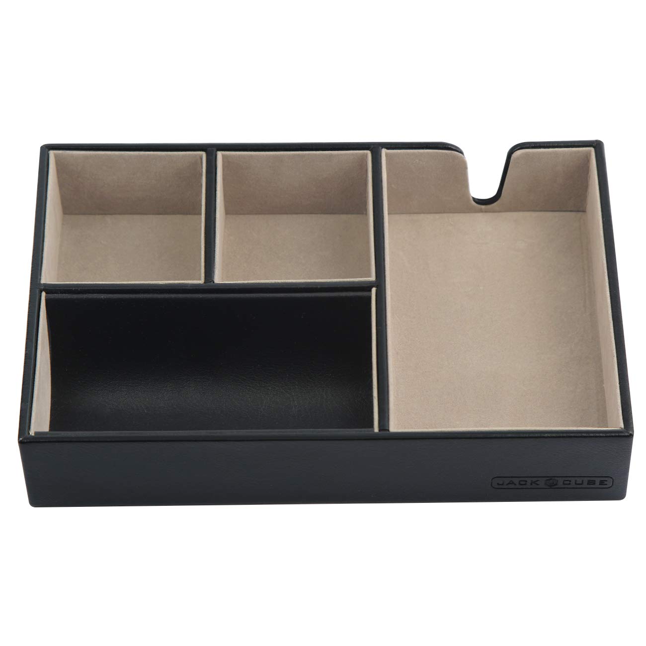 Valet Tray Multi Leather Organizer for Desk or Dresser - Black-CentralDepot247