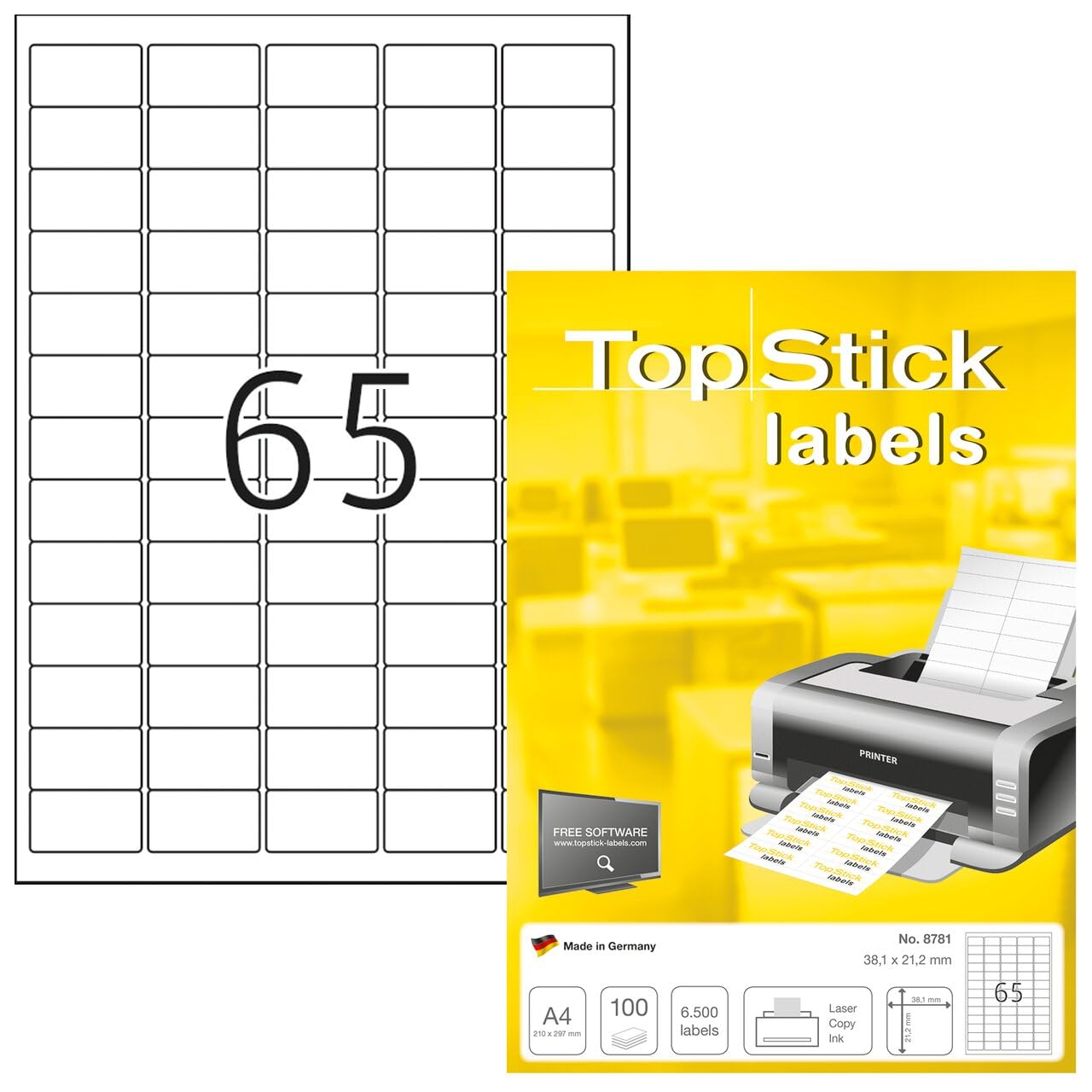 TopStick Self Adhesive Address Labels - 2100 Blank Labels