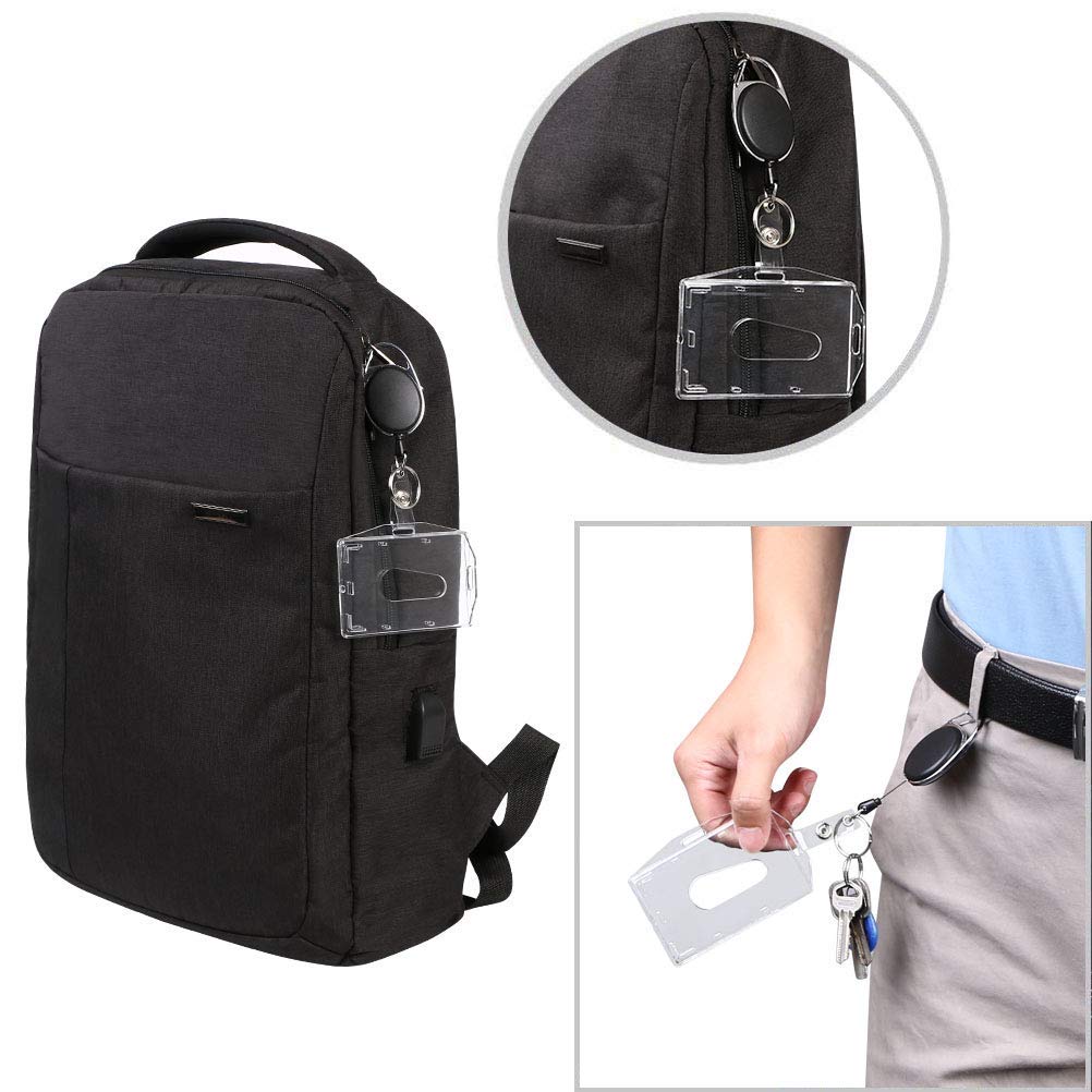 Vicloon 2PCS Retractable Two-Sided ID Card Holder Set