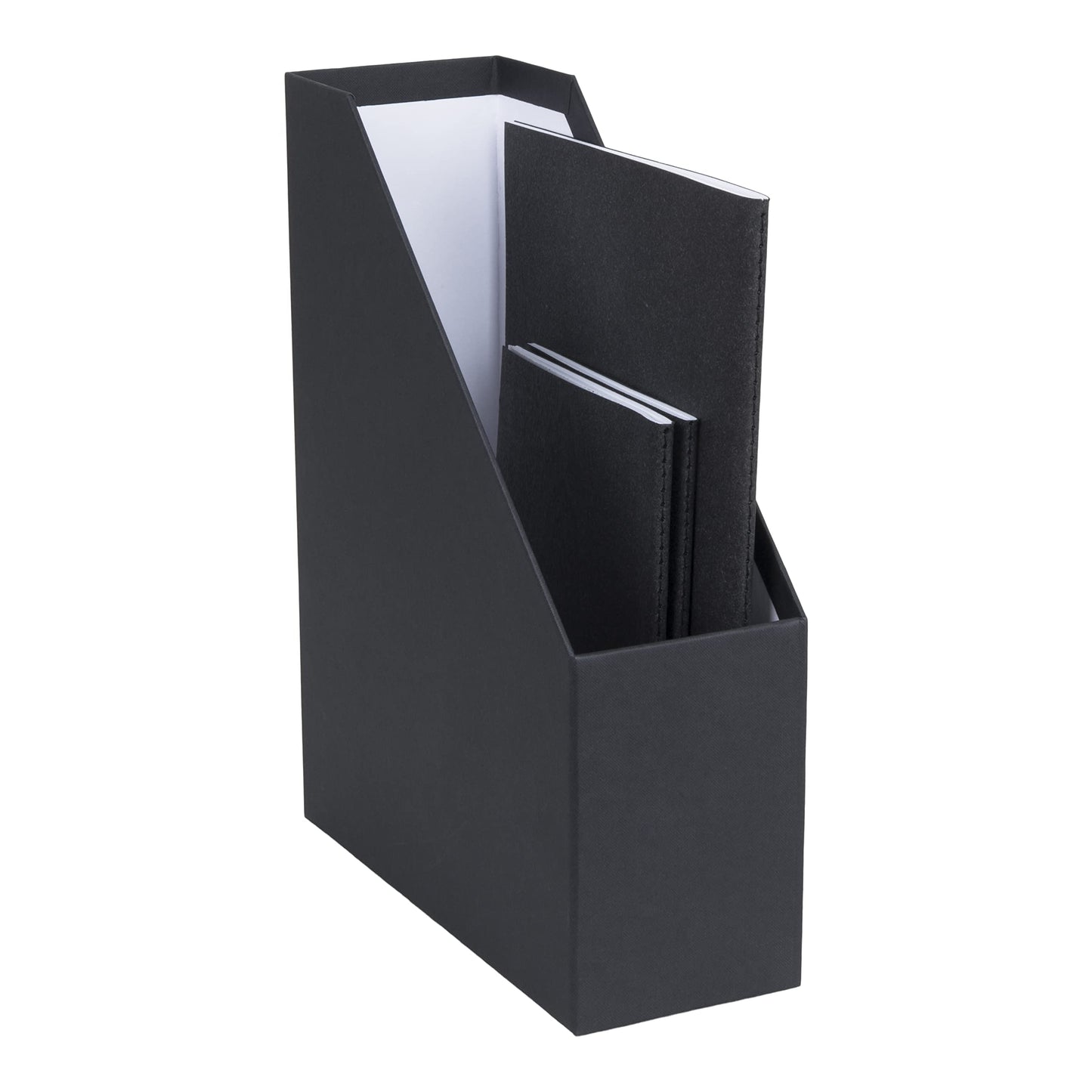 Standing Magazine Storage Box with Label - Document Holder - Black Speckled