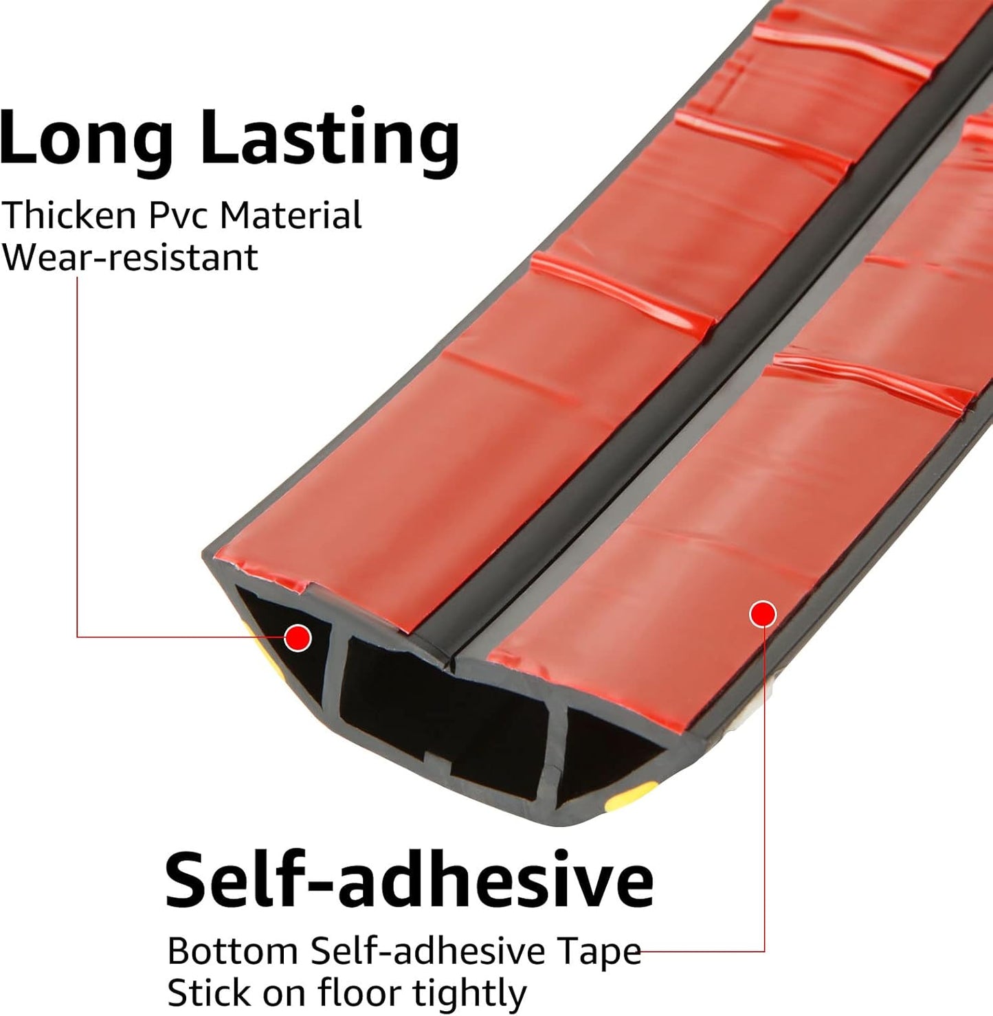 Self-Adhesive Floor Cable Protector - 3M Black Rubber with Yellow Line-CentralDepot247
