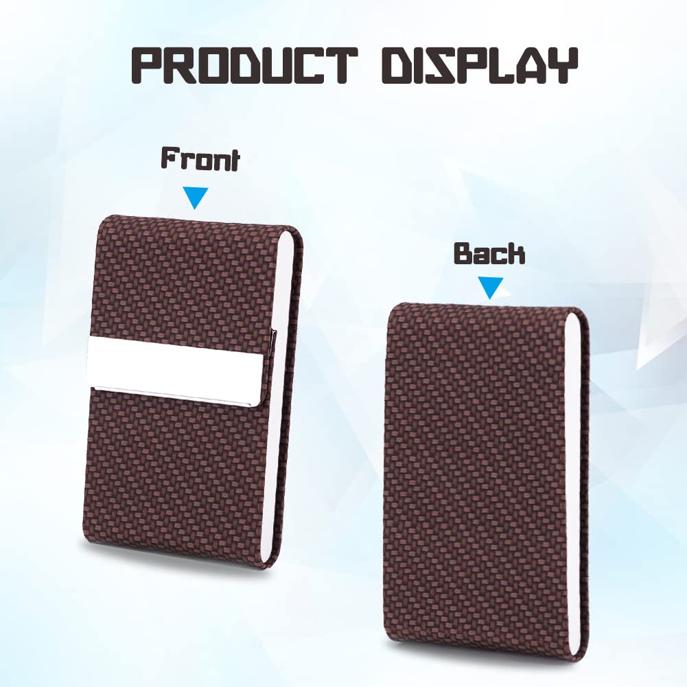 Professional PU Leather & Stainless Steel Business Card Holder - Coffee-CentralDepot247