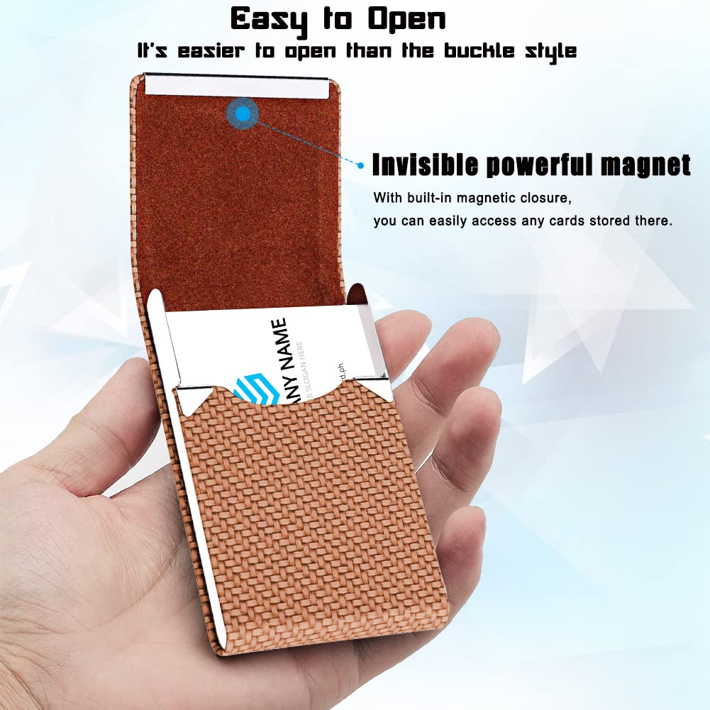 Professional PU Leather & Stainless Steel Business Card Holder - Coffee-CentralDepot247