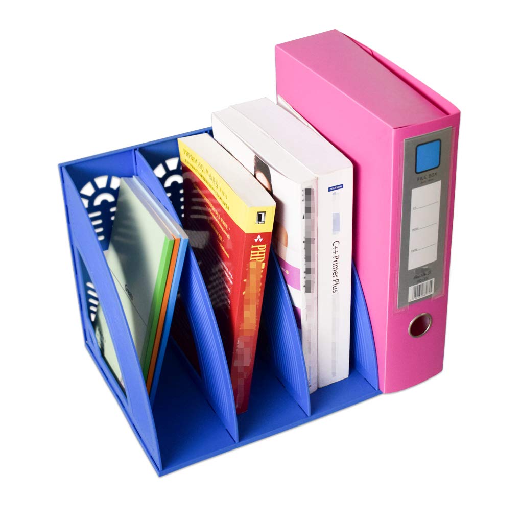 Sturdy 4-Section Desktop File Organizer - Black Plastic Holder-CentralDepot247