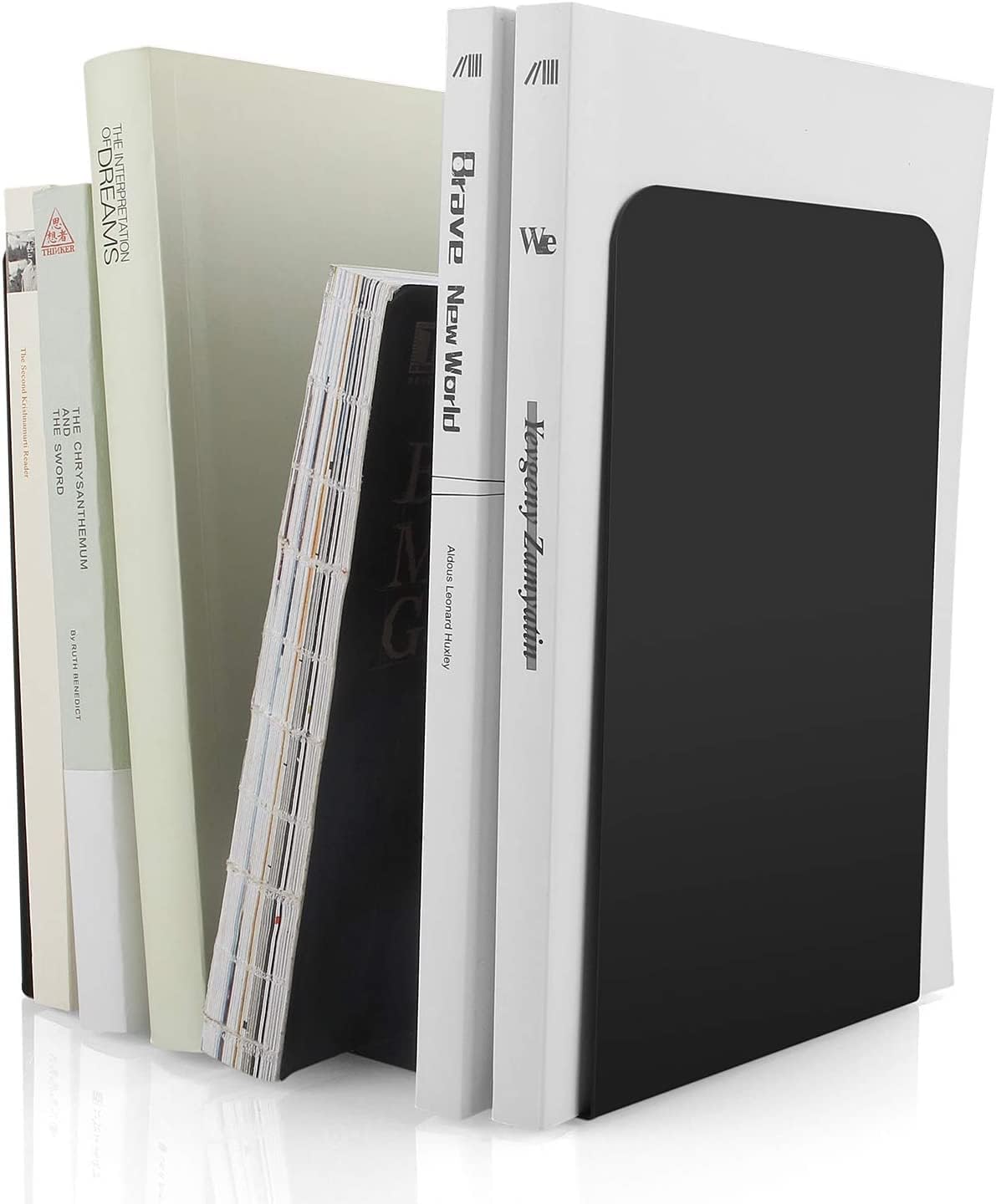 Set of 4 Heavy Duty Metal Book Ends - Non Slip Decorative Dividers-CentralDepot247