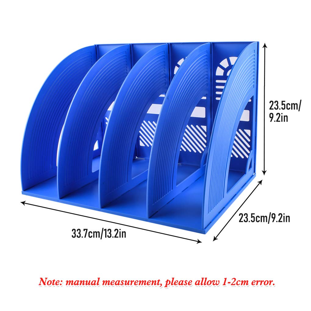 Sturdy 4-Section Desktop File Organizer - Black Plastic Holder-CentralDepot247