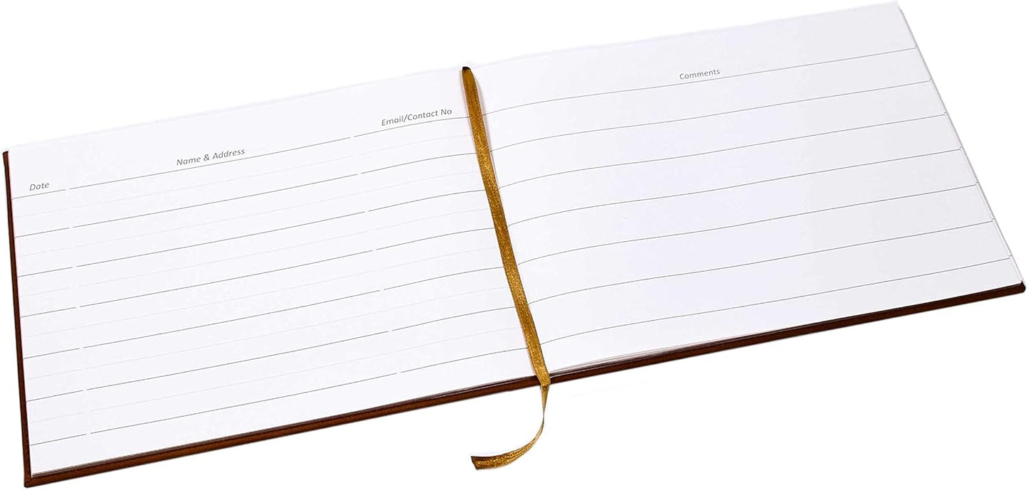 Visitors Book with Tan Leather Cover | 600 Entry Guest Book-CentralDepot247