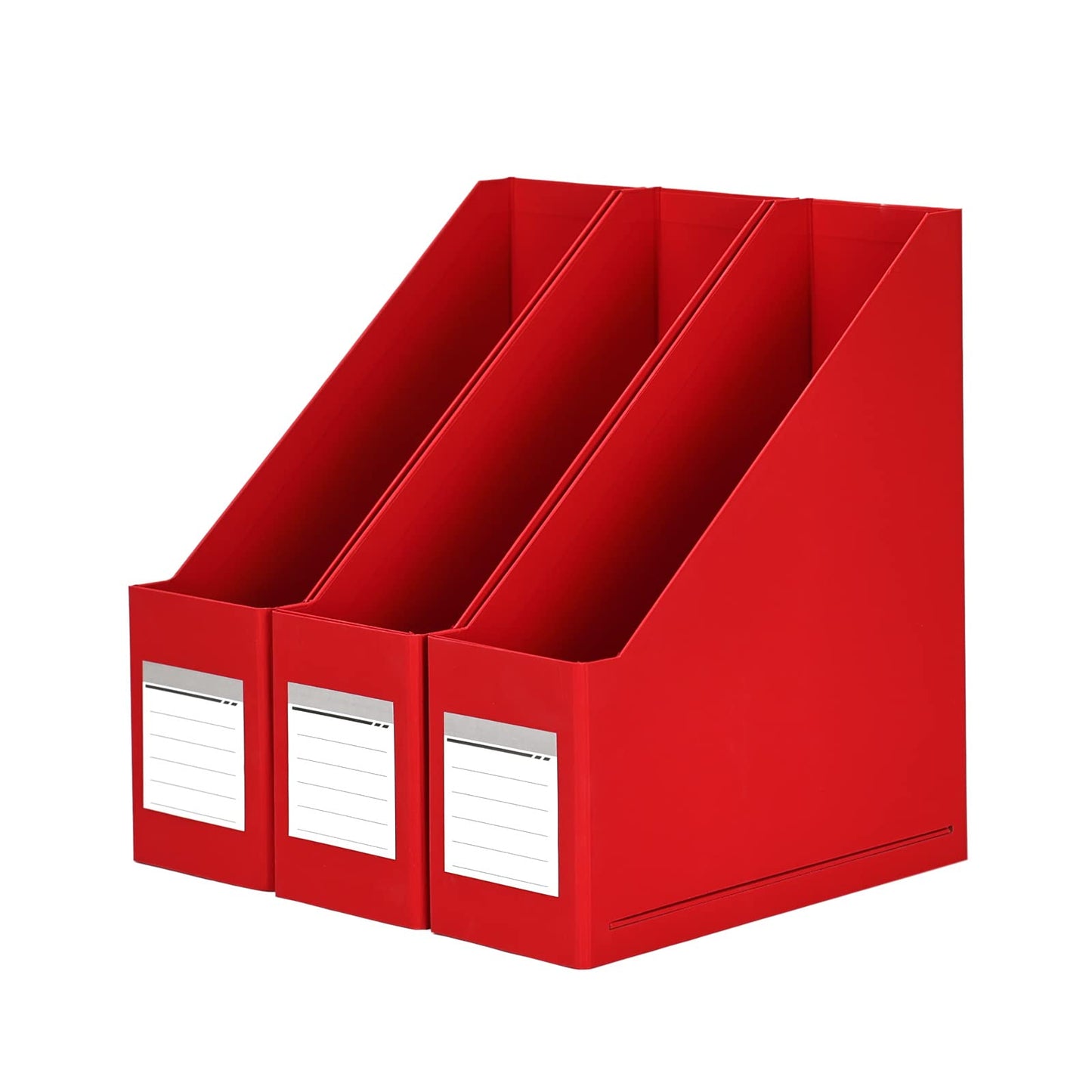 Red Magazine Holder, Cardboard File Organizer (Pack of 3)
