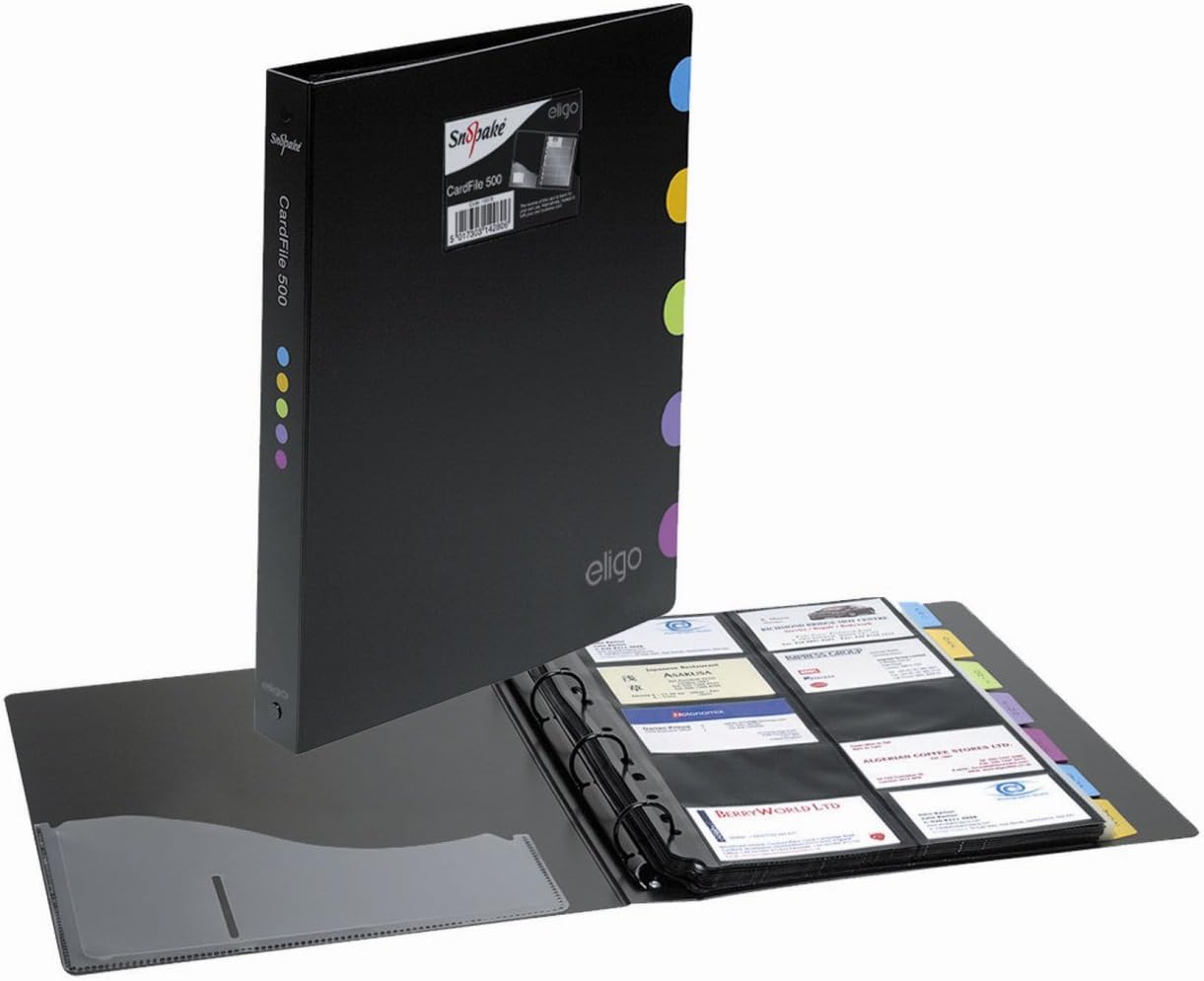 Snopake A4 Eligo Executive CardFile for 500 Business Cards - Black