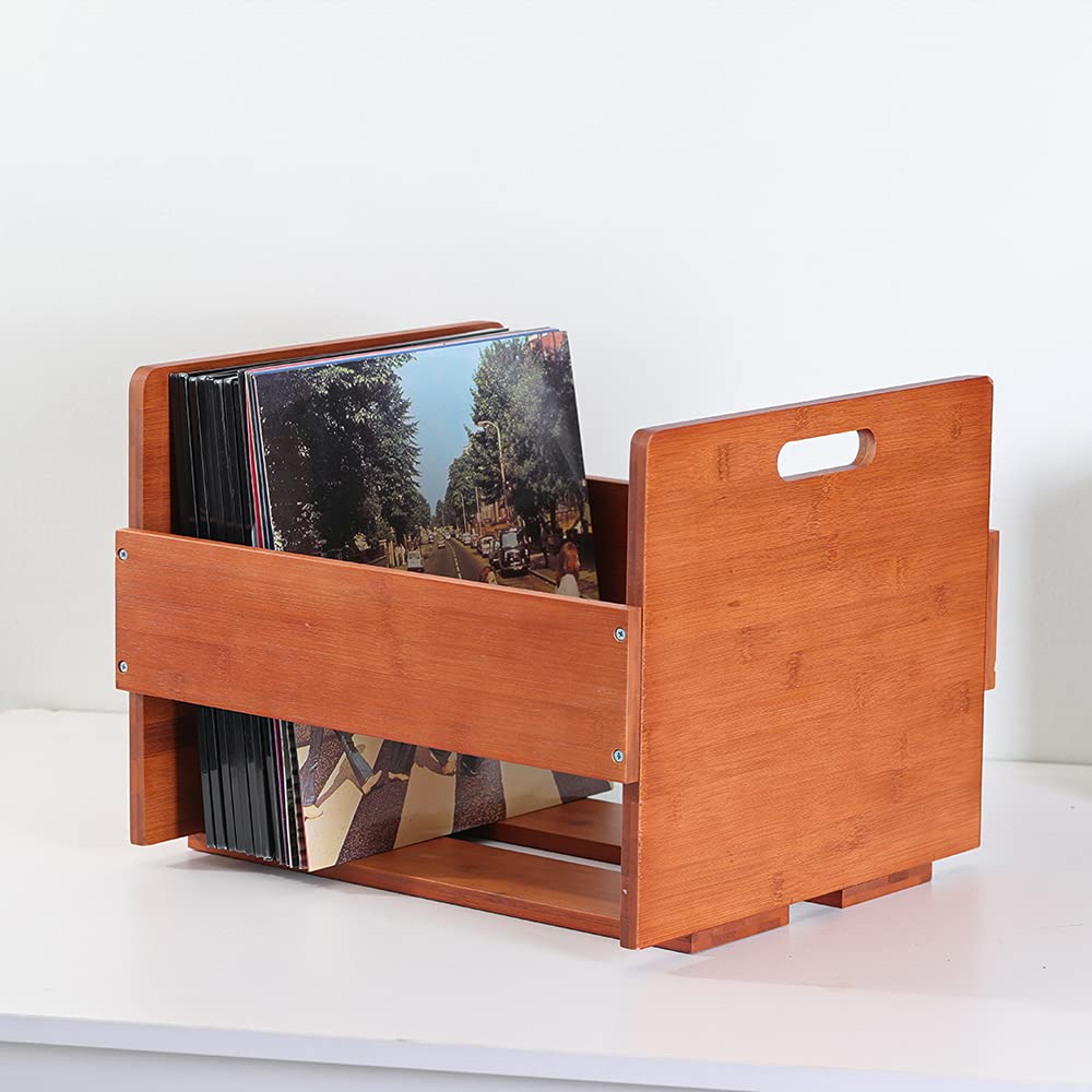 Vinyl Record Storage Crate - Bamboo Organizer for LPs Holds 80 Records-CentralDepot247