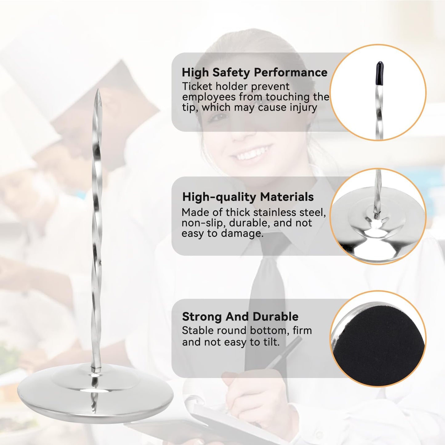 Stainless Steel Receipt Spike Holder for Restaurants & Kitchens-CentralDepot247
