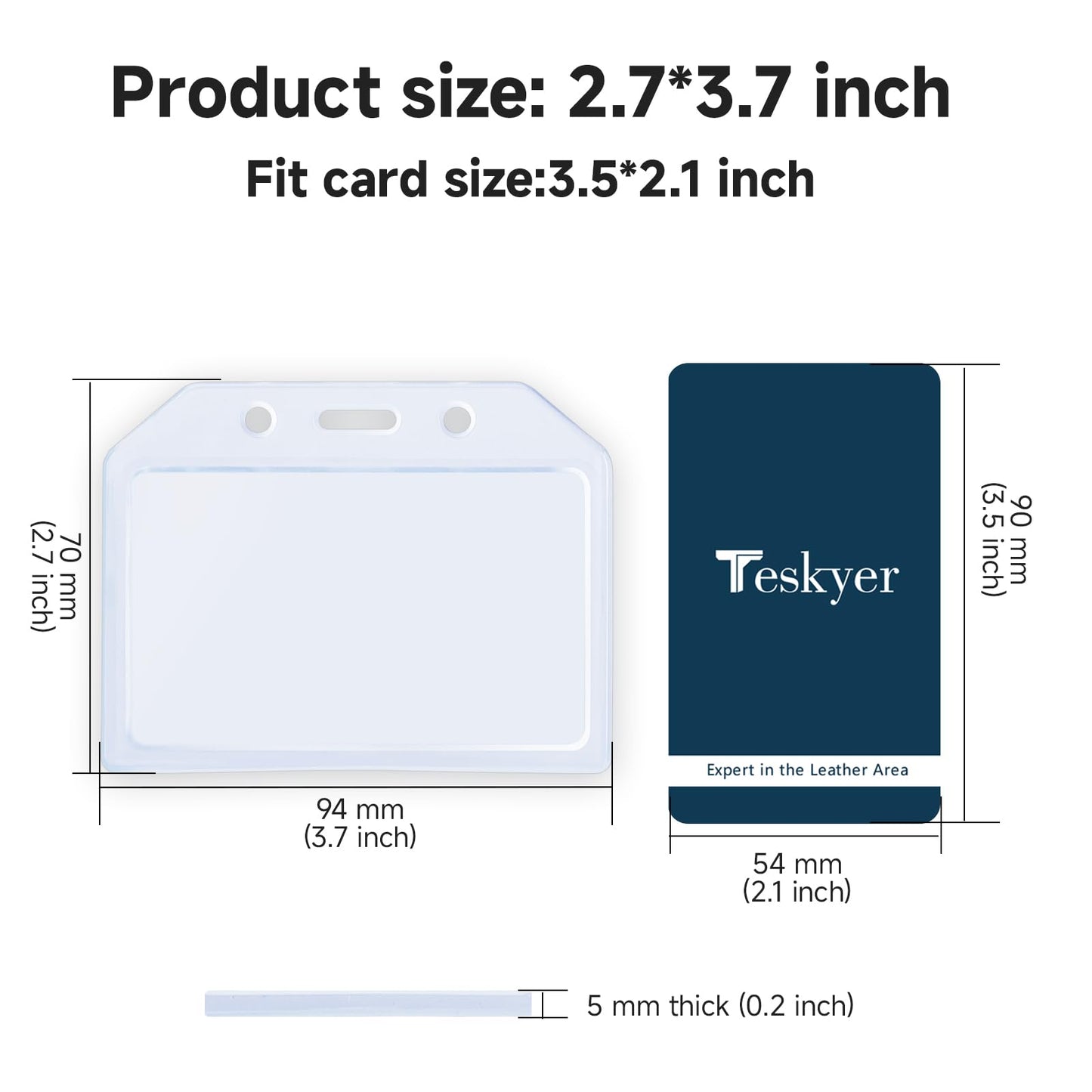 Retractable Badge Holder - 2 Pcs, Extra Thick Plastic, Vertical