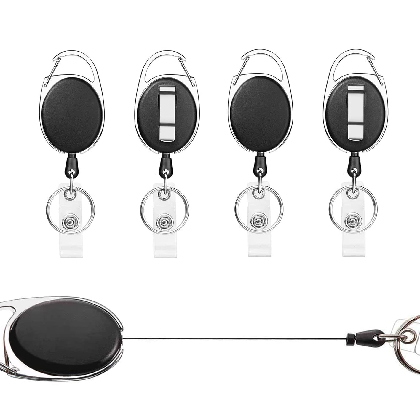 Retractable Badge Holder - 2 Pcs ID Card Badge Reel with Clip
