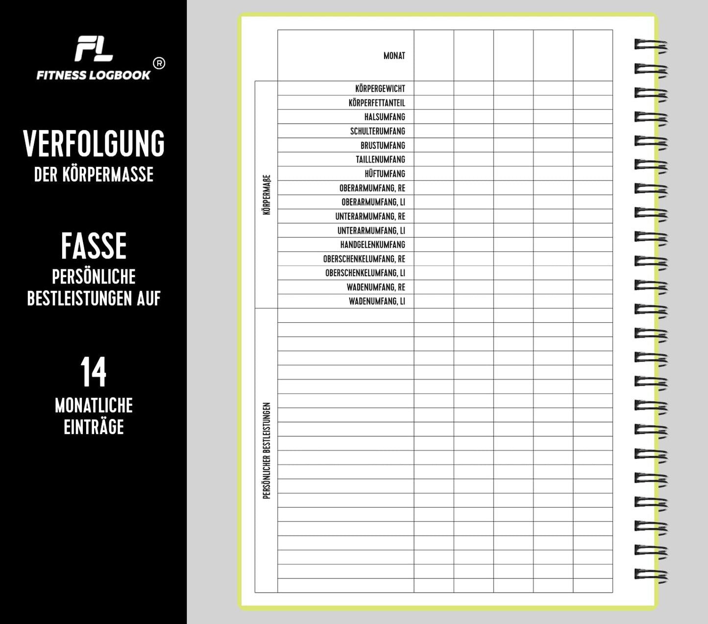 Undated A5 Fitness Log Book with Plastic Cover – Lime Green-CentralDepot247