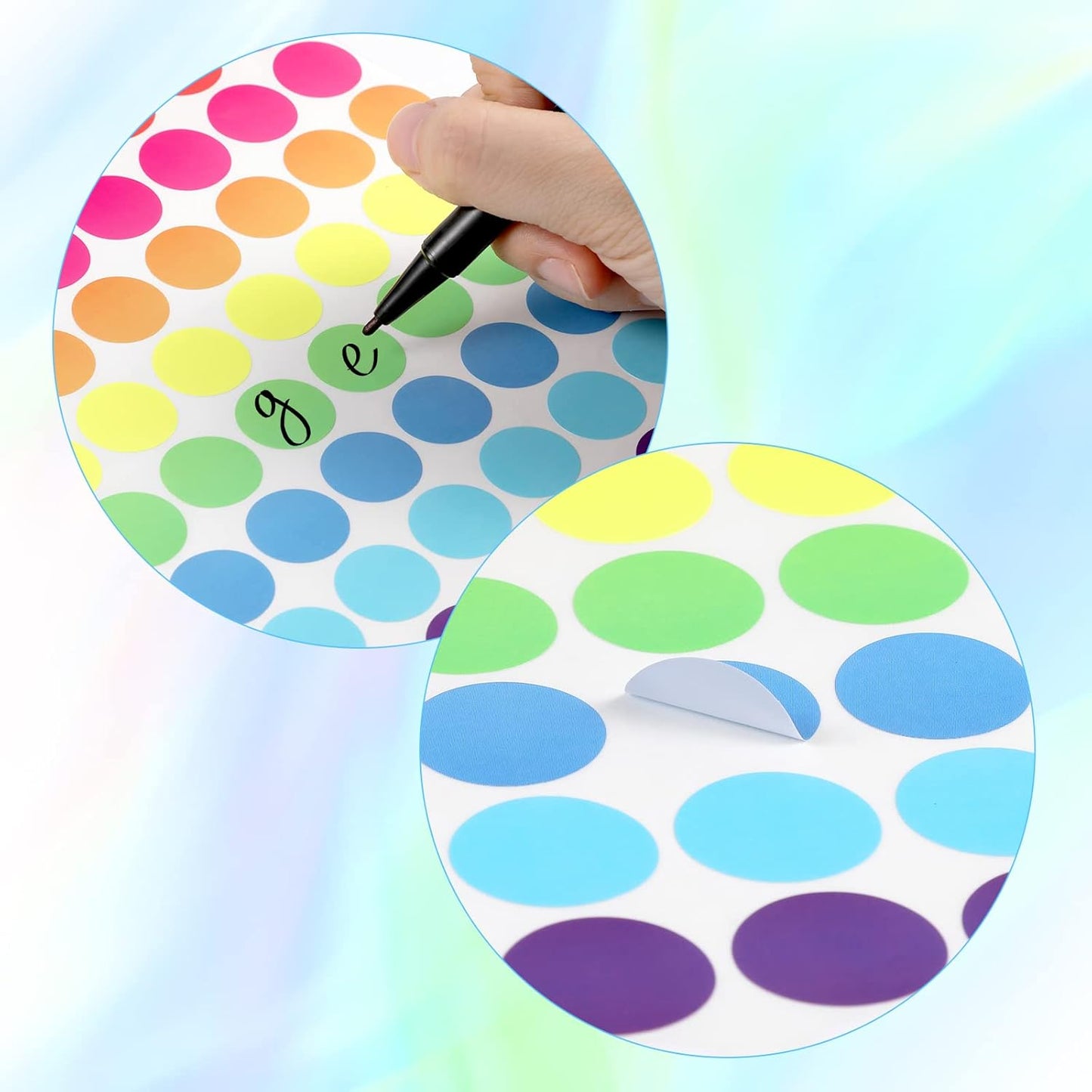 SAVITA Color Coded Round Dot Stickers - 1050pcs, 10 Colors, 0.75in