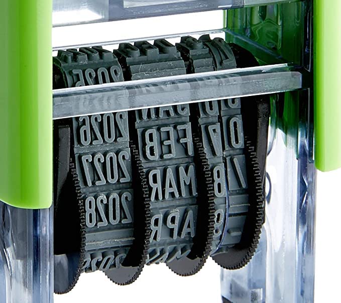 Self Inking Date Stamp - 3.8mm Character Height, Green Ink