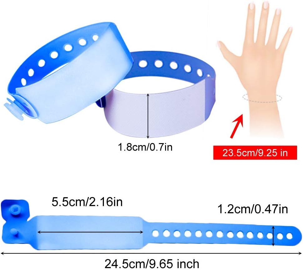 SwirlColor Adult Disposable Event Wristbands - 100 Pack, Blue