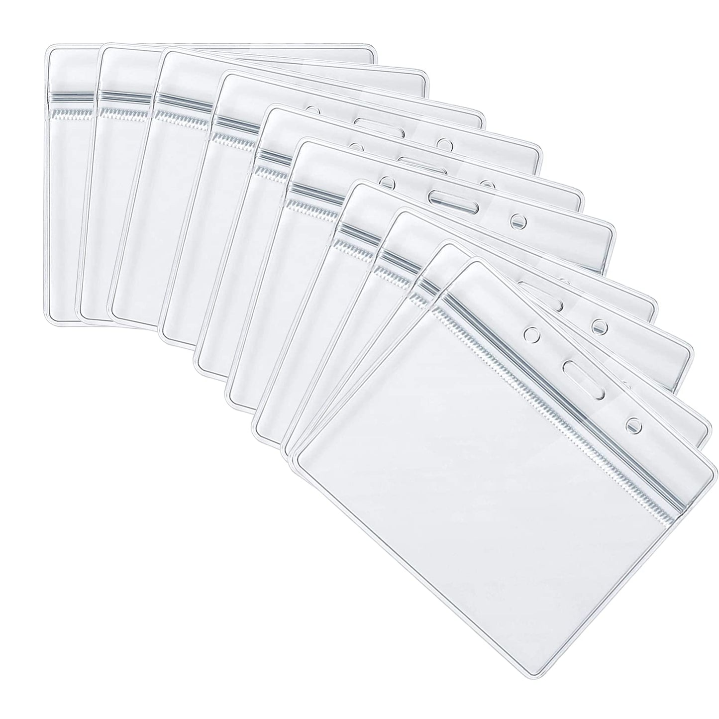 10 PCS Transparent Waterproof Horizontal ID Badge Holders