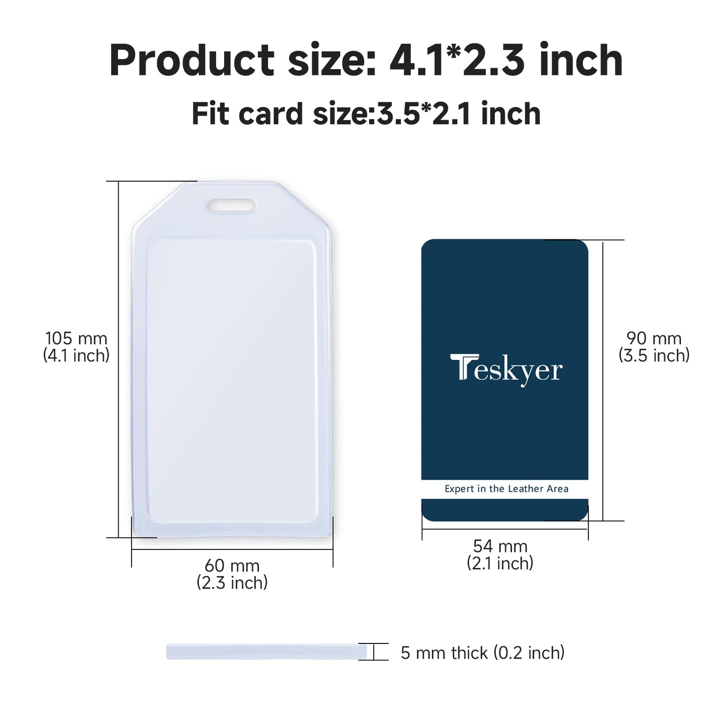 Retractable Badge Holder - 2 Pcs, Extra Thick Plastic, Vertical