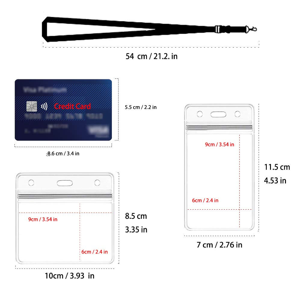Retractable Lanyard with Card Holder - 4 Piece Set, Black A01