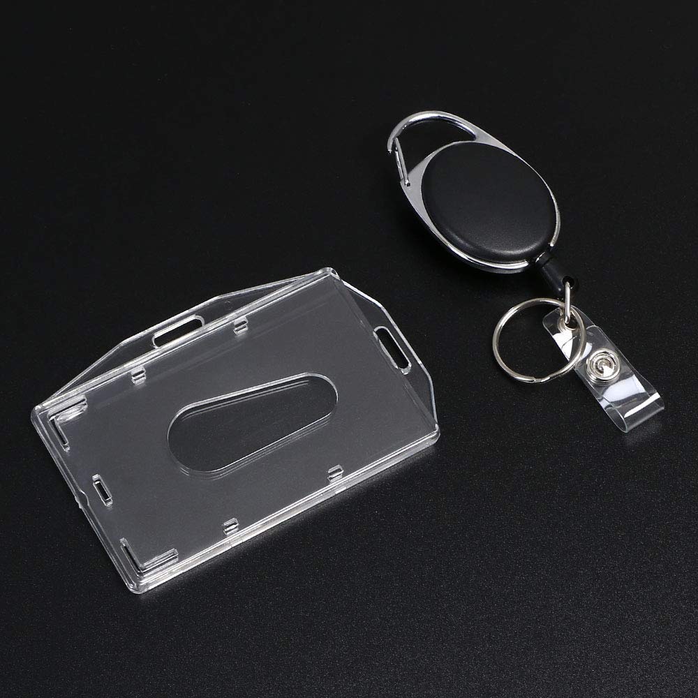 Vicloon 2PCS Retractable Two-Sided ID Card Holder Set