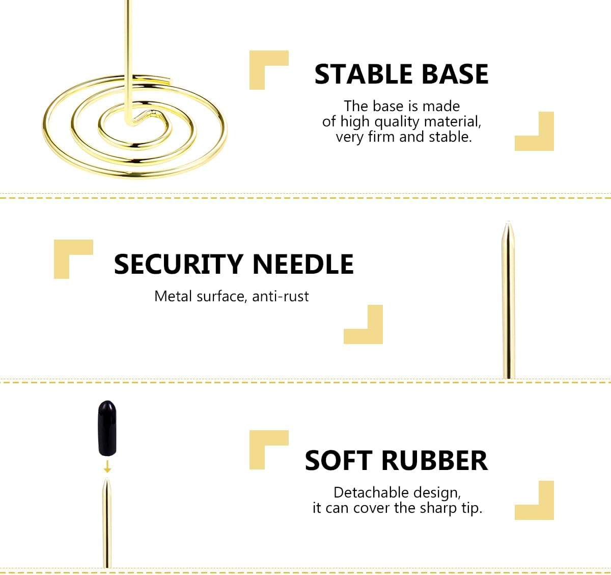 Stainless Steel Check Spindle Fork - Invoice Note Holder (2 Pcs Gold)-CentralDepot247