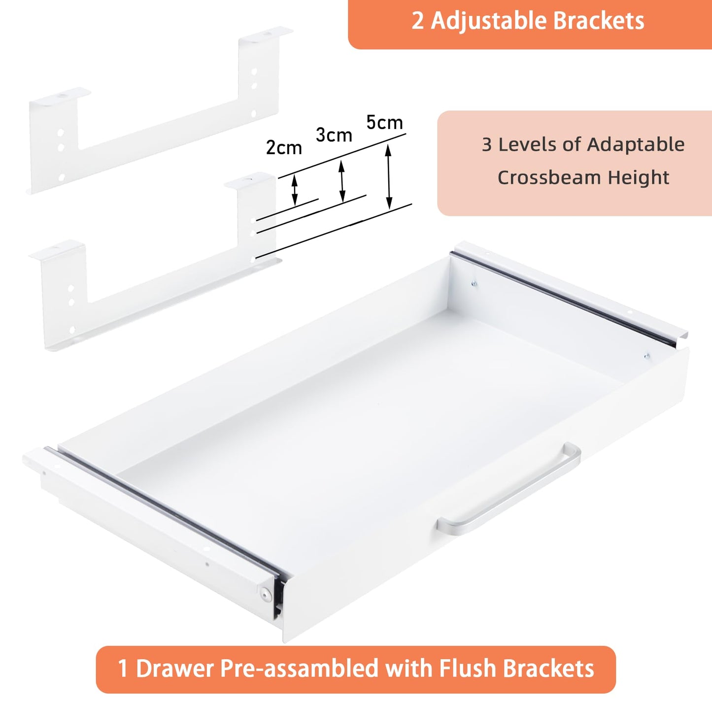 Under Desk Drawer Organizer with 4 Plastic Dividers - 54cm-CentralDepot247