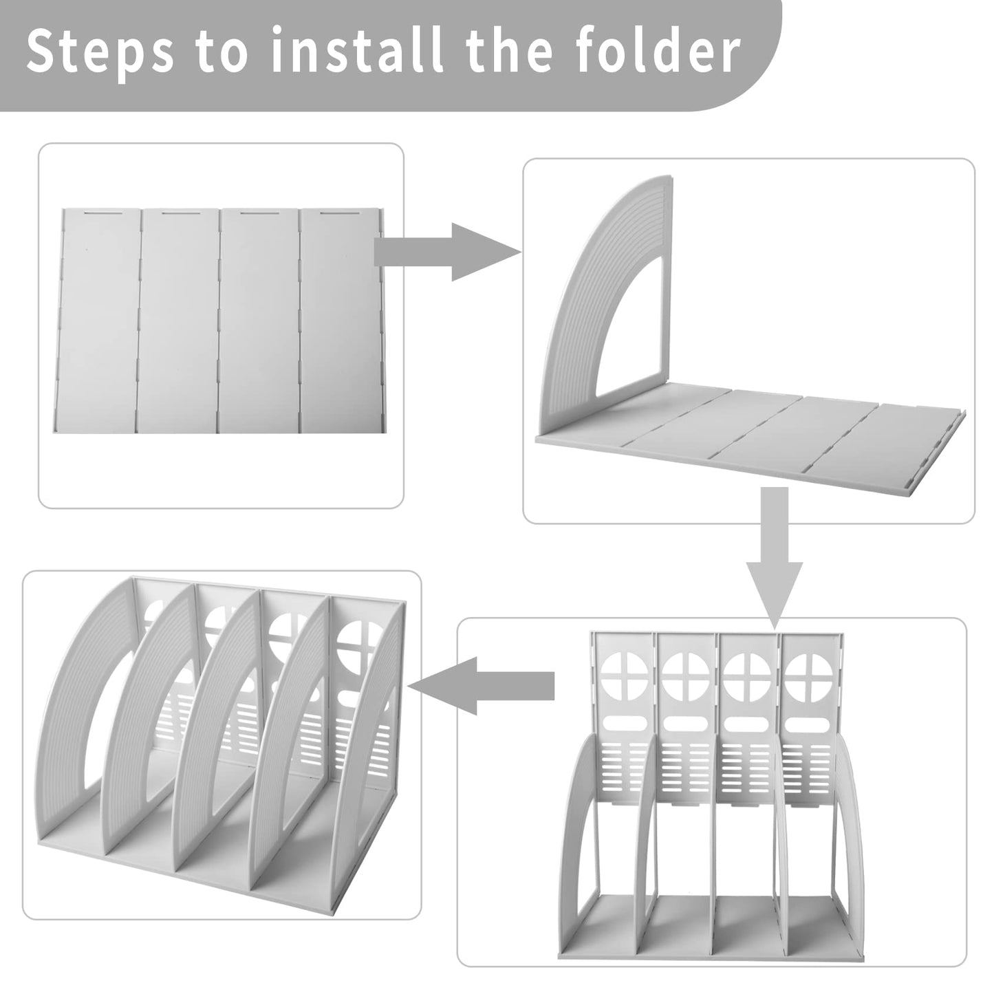 Sturdy 4-Section Desktop File Organizer - Black Plastic Holder-CentralDepot247