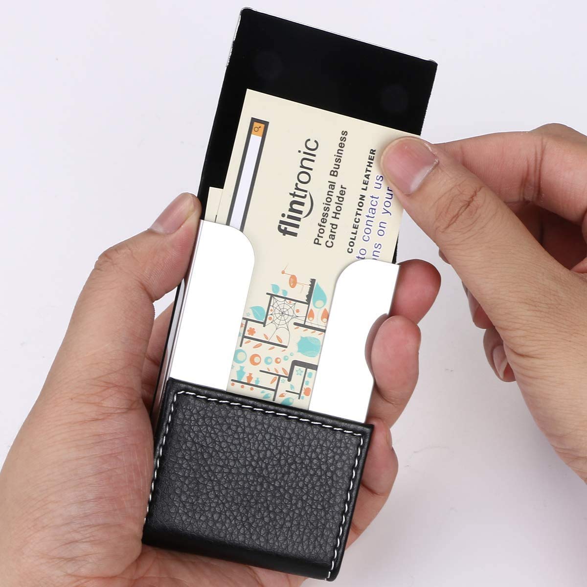 PU Leather Business Card Holder with Magnetic Buckle-CentralDepot247